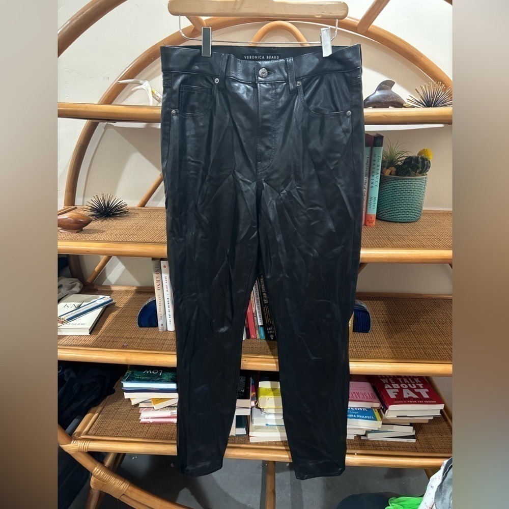 Veronica Beard Debbie skinny high rise vegan leather pants - Picture 2 of 5